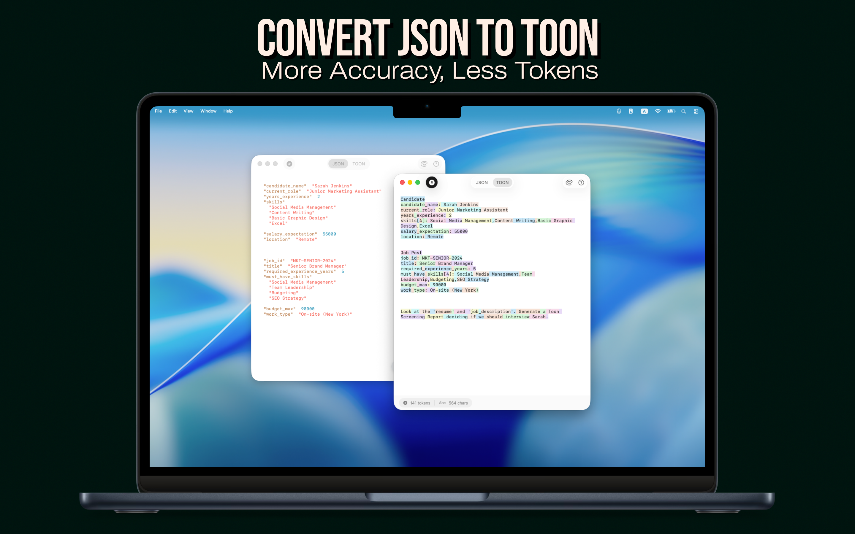 Json2Toon - Main product screenshot demonstrating key features and user interface