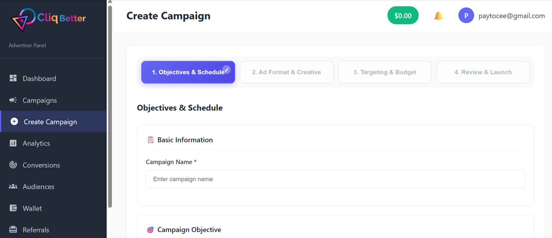CliqBetter Ad Network - Screenshot 3 showing product features and functionality