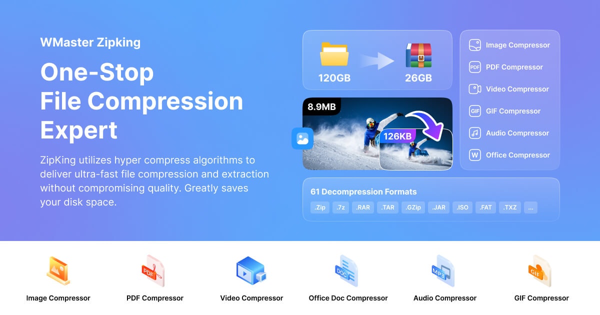 wmaster zipking - ファイルをzipおよび解凍する無料のzipソフトウェアメディア1