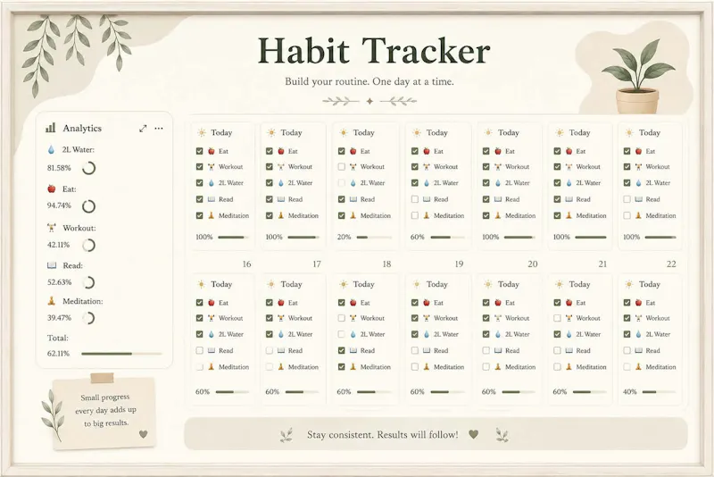 Aesthetic Habit Tracker for Notion screenshot 4