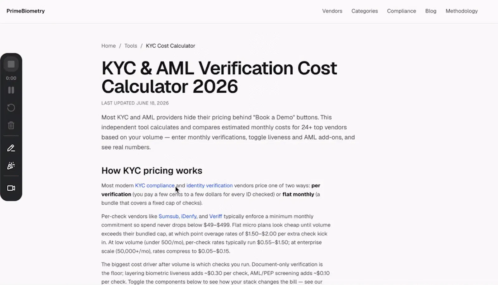 KYC Cost Calculator by PrimeBiometry screenshot 1 (video preview)