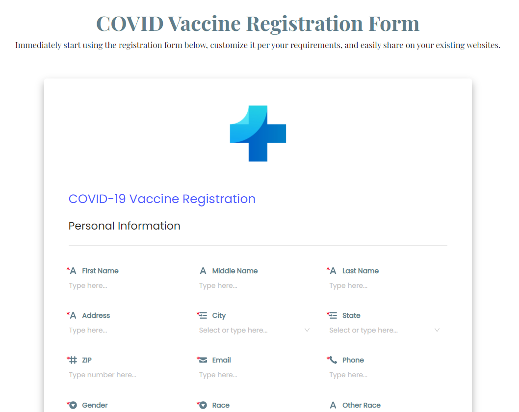 hims.ai no-code COVID Vaccine tracking gallery image