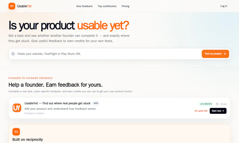 UsableYet screenshot 2
