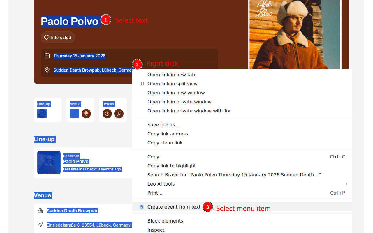 Text2Event - Screenshot 2 showing product features and functionality