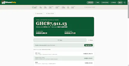 Ghana Duty Calculator gallery image