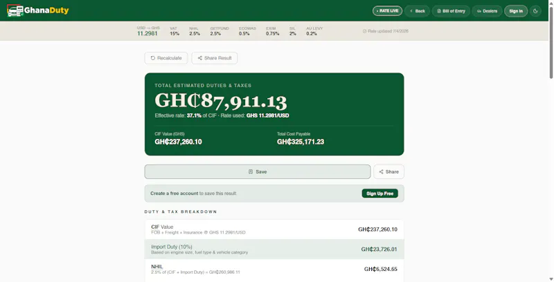 Ghana Duty Calculator screenshot 3