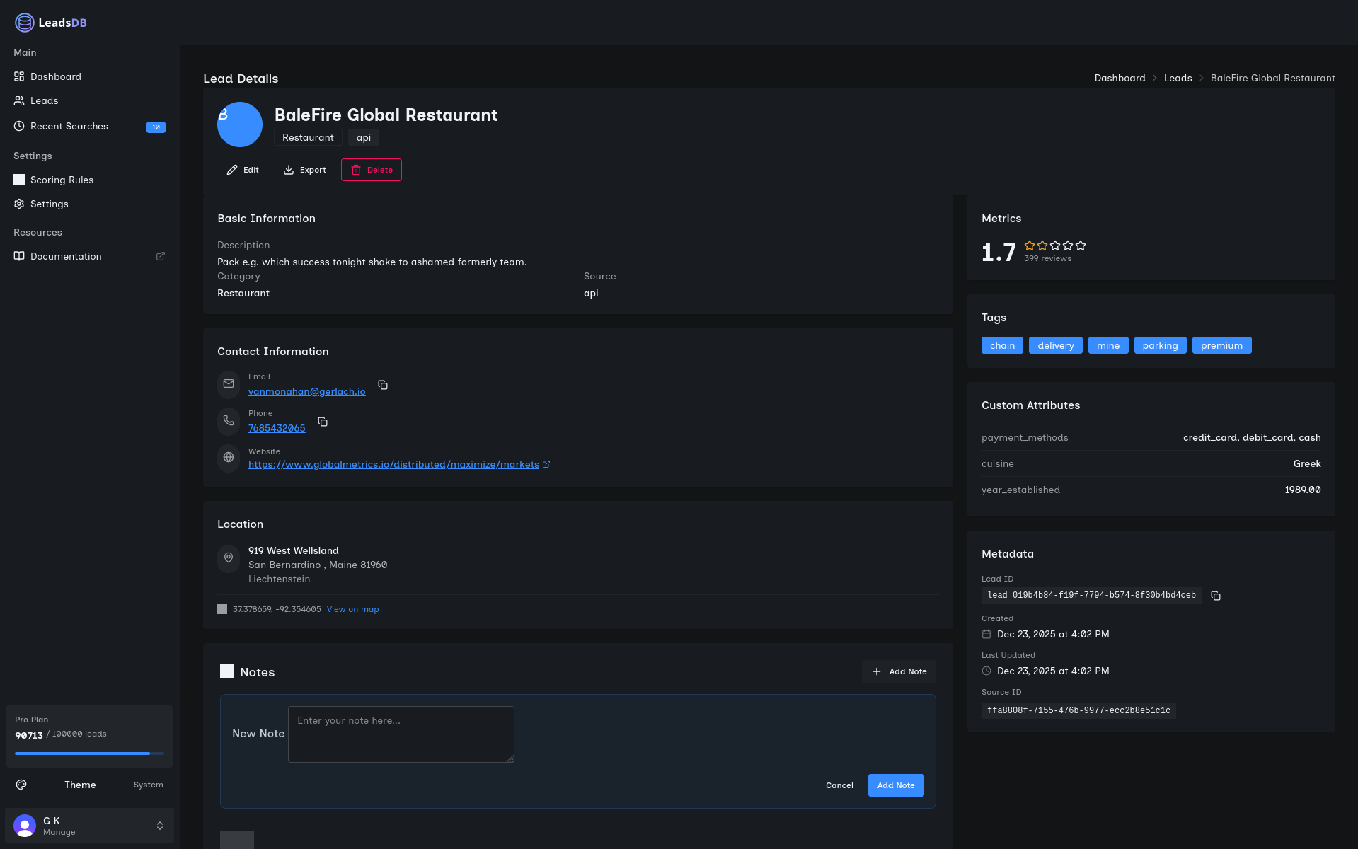 LeadsDB - Manage Leads via API & AI - Screenshot 4 showing product features and functionality