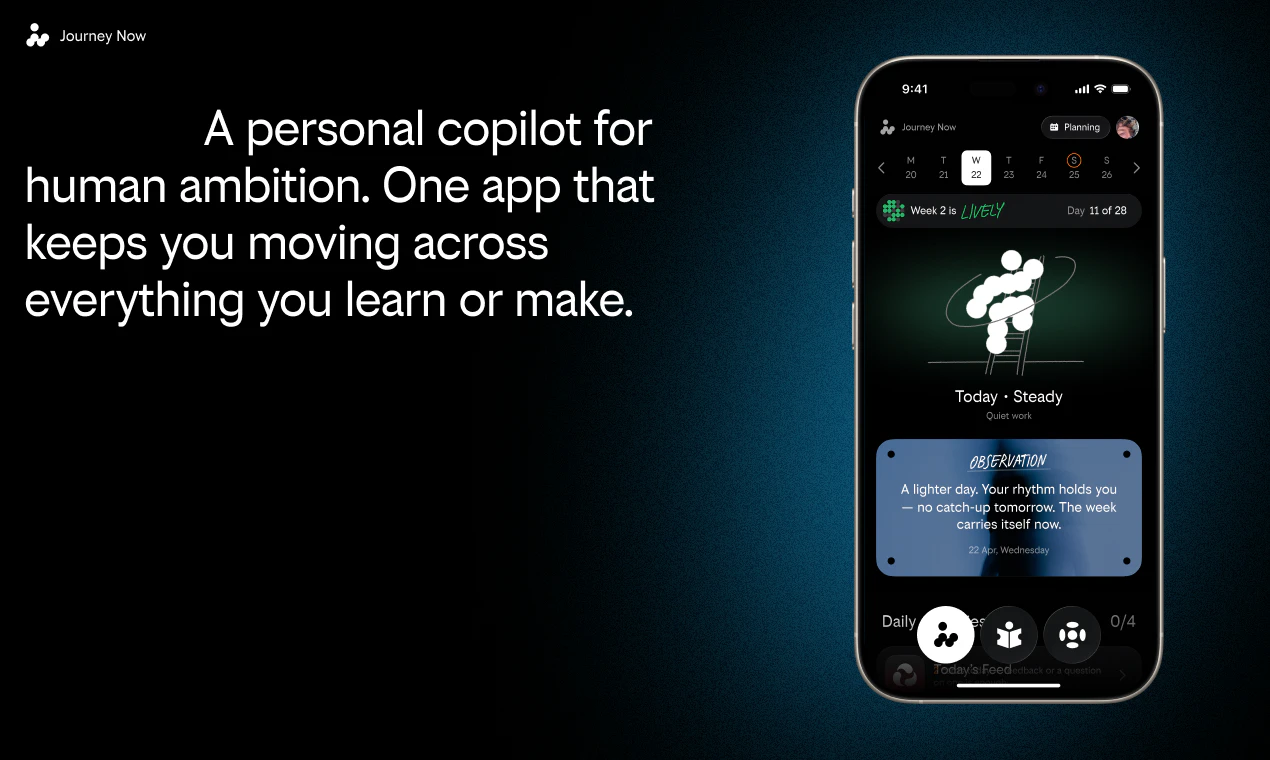 startuptile Journey Now-Learning copilot for human ambition via step-by-step plans