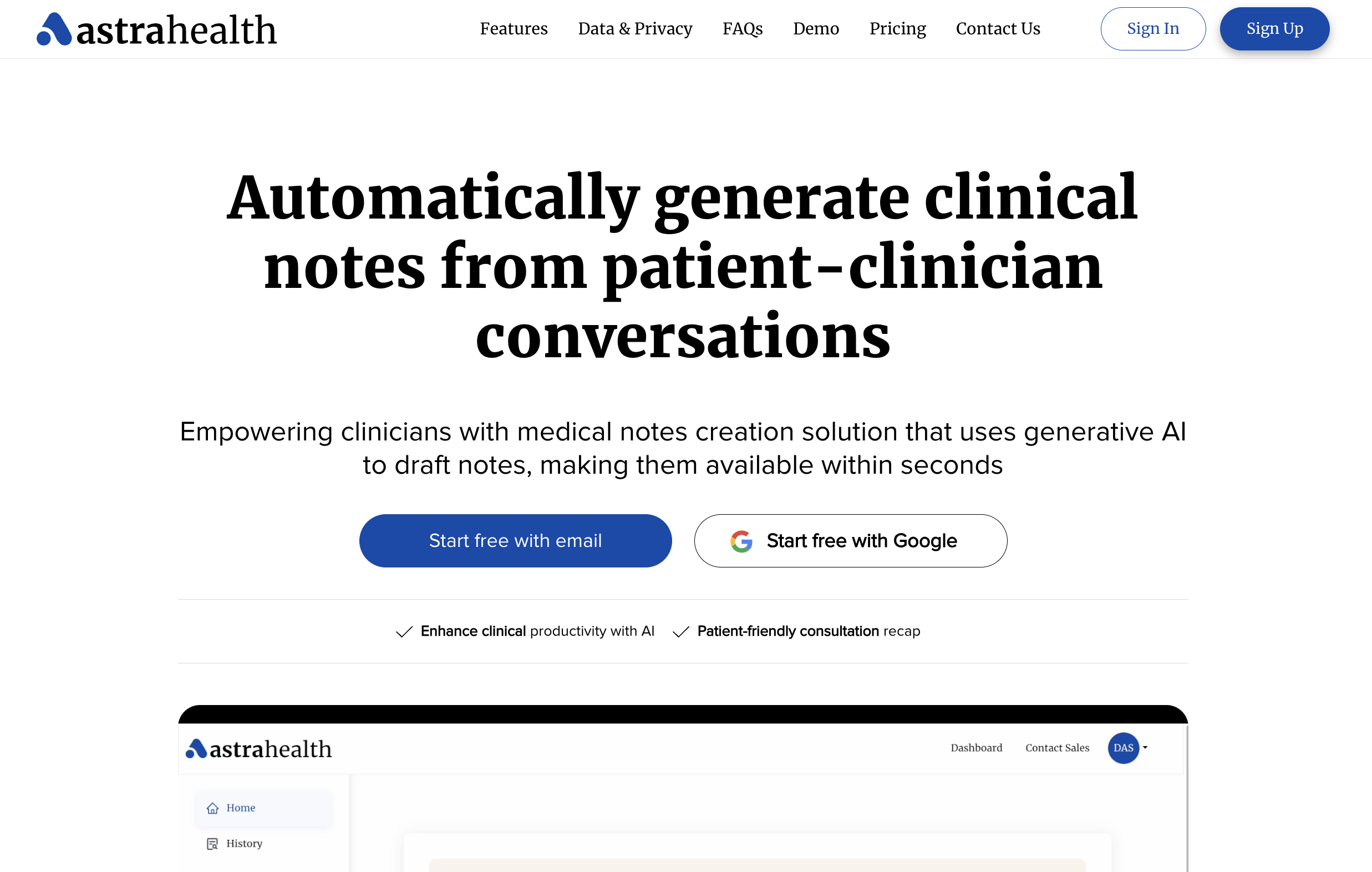 startuptile Astra Health AI-Automatically generate clinical notes