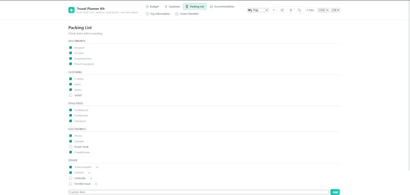 Travel Planner Kit screenshot 5