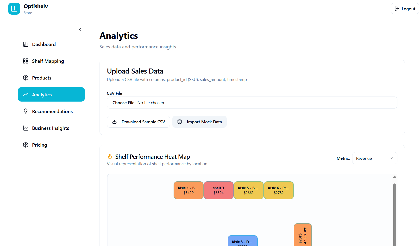 Optishelv - Screenshot 2 showing product features and functionality