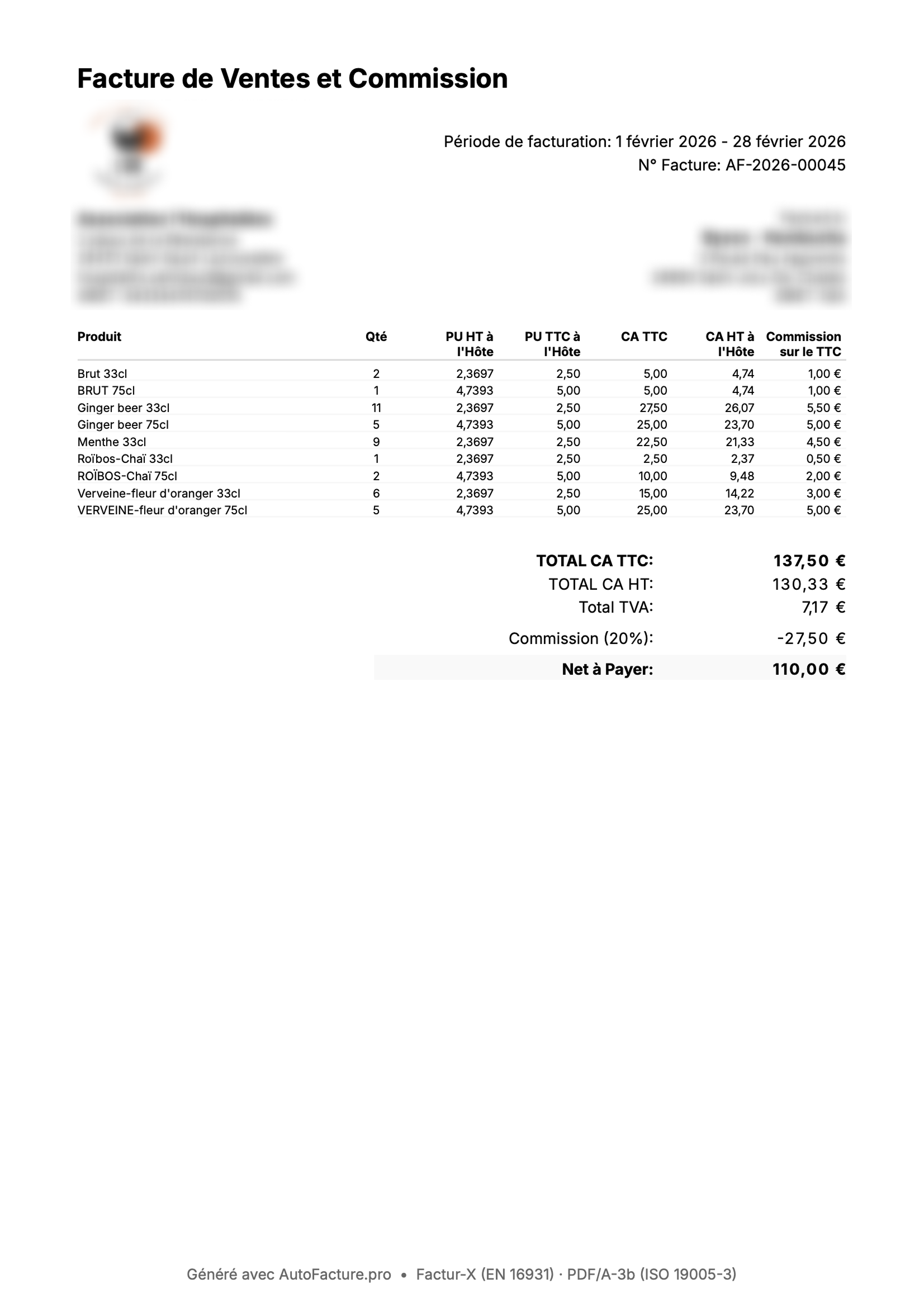 AutoFacture for Hiboutik - Screenshot 4 showing product features and functionality