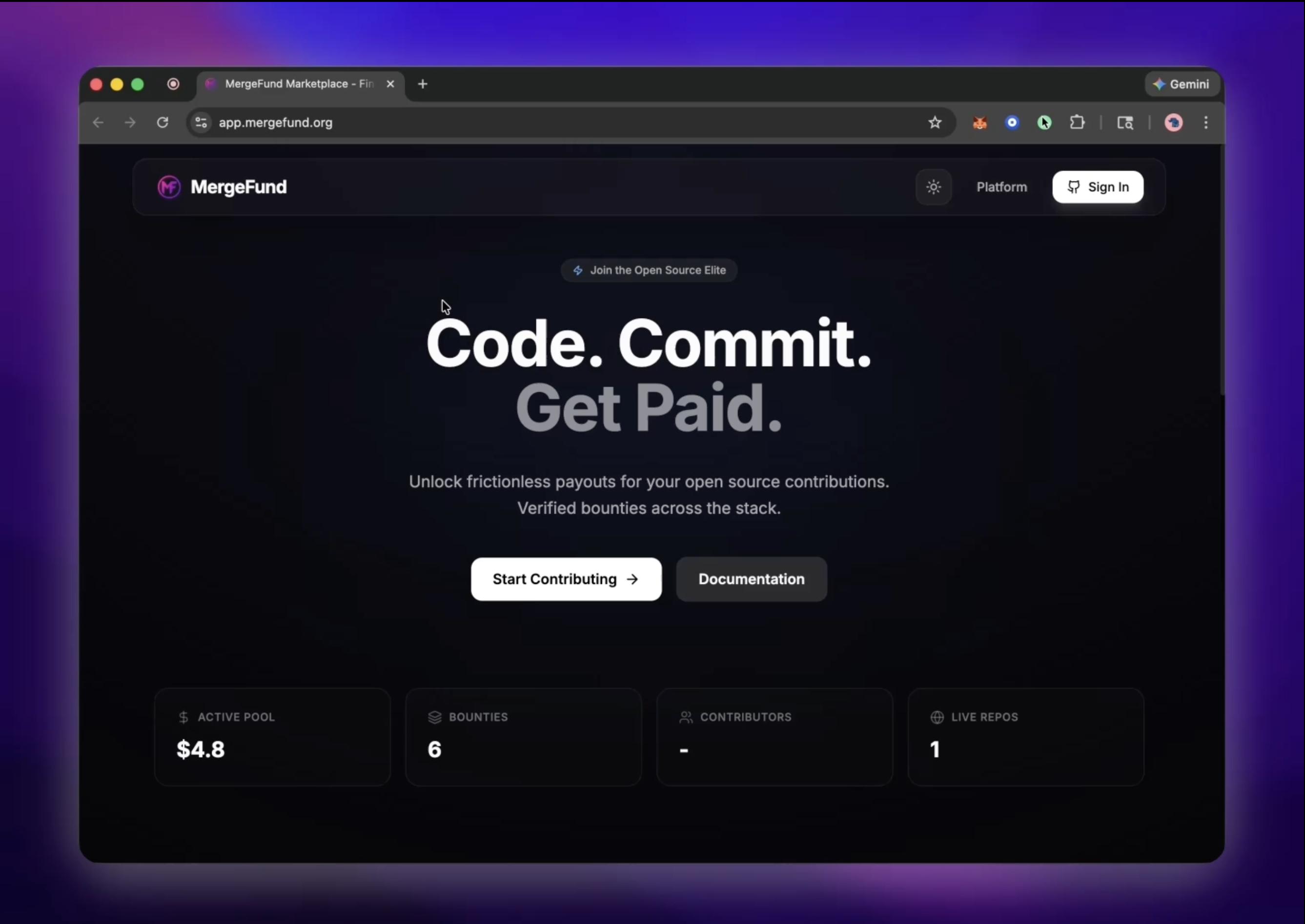 MergeFund - Main product screenshot demonstrating key features and user interface