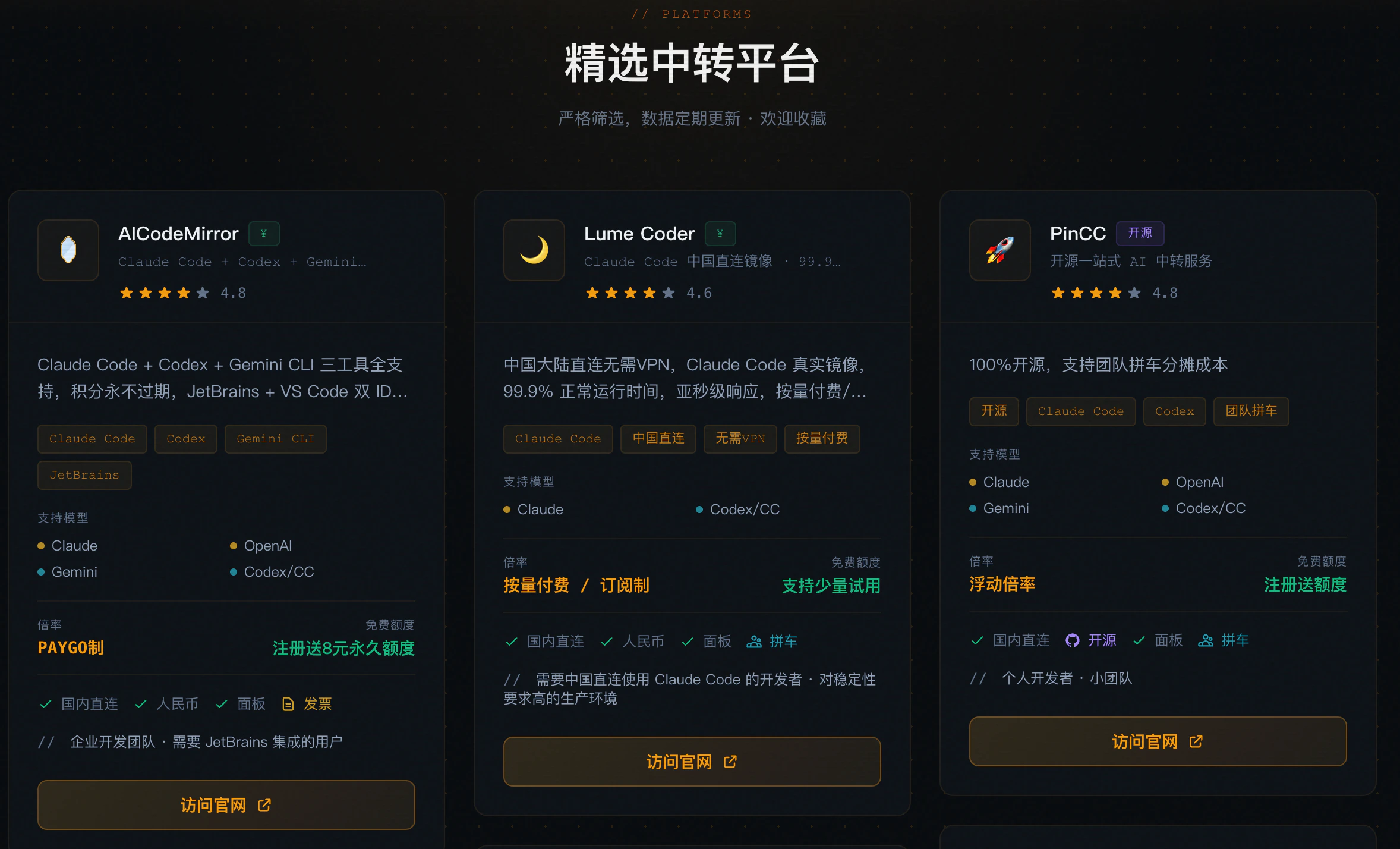 Claude/Codex 中转站导航 대표 미리보기