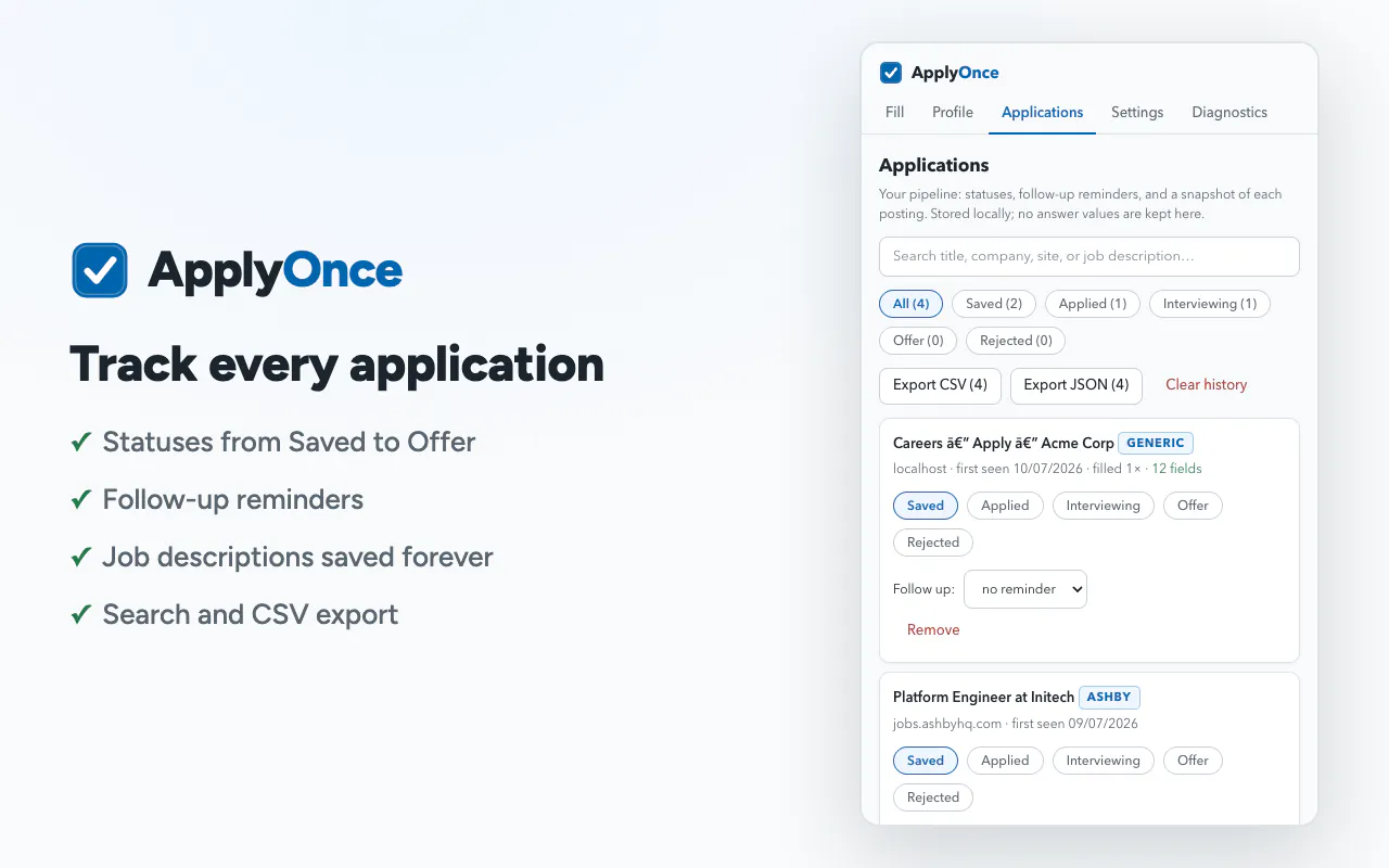 ApplyOnce Job application autofill  gallery image