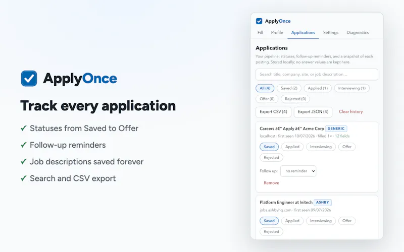 ApplyOnce Job application autofill  screenshot 4