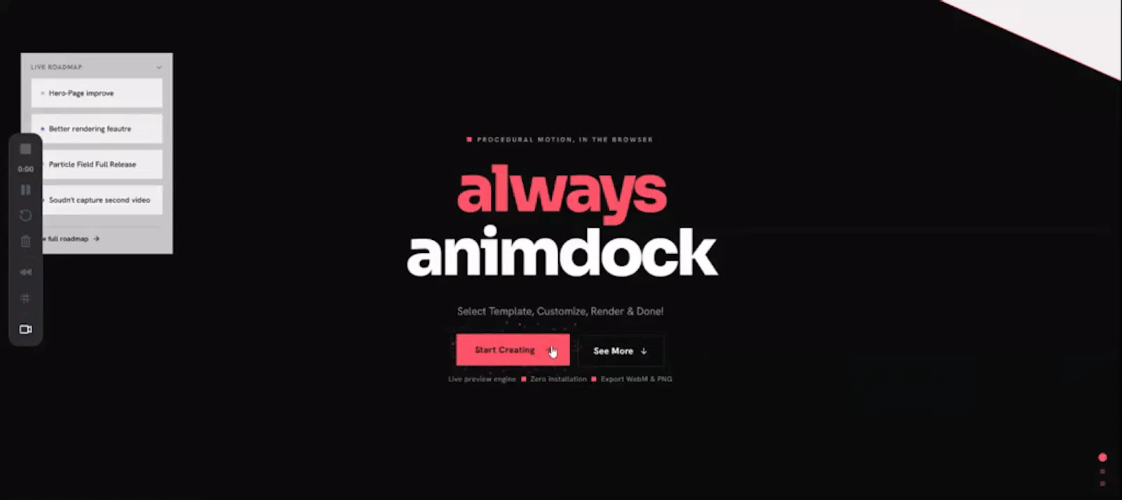 Animdock Motion Templates in the Browser screenshot 1 (video preview)
