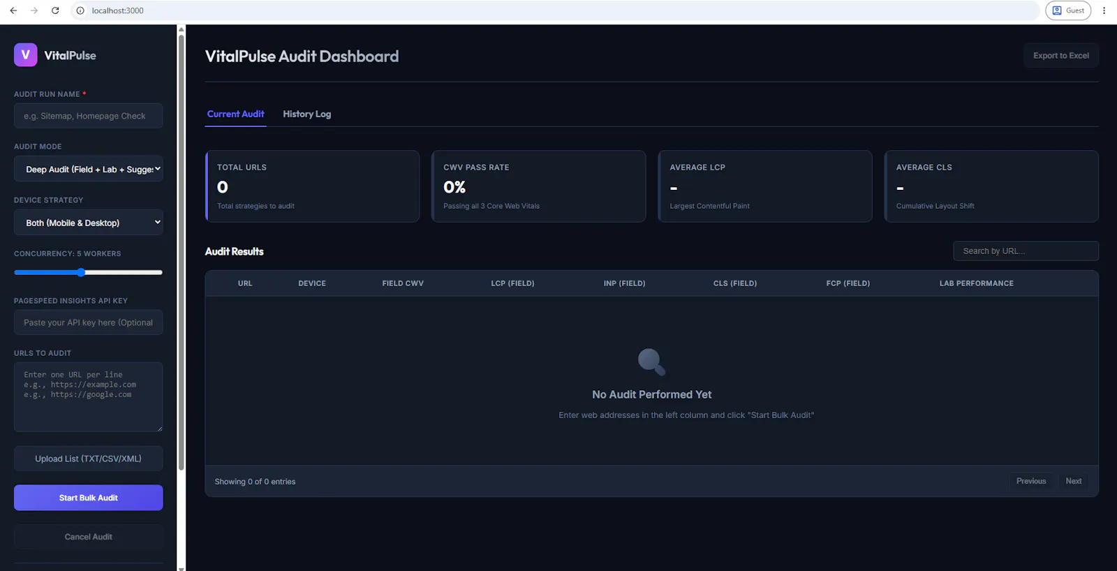 VitalPulse: Bulk Core Web Vitals Checker screenshot 1