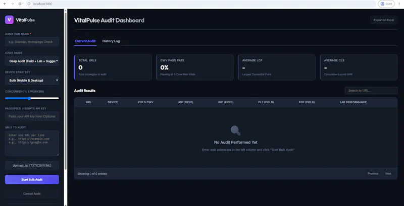 VitalPulse: Bulk Core Web Vitals Checker screenshot 1