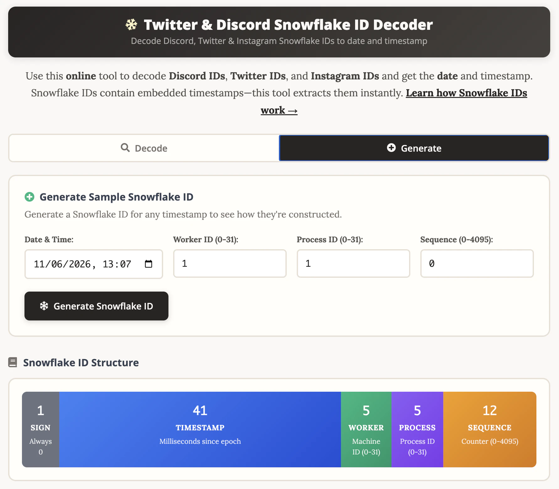 Snowflake ID Decoder screenshot 3
