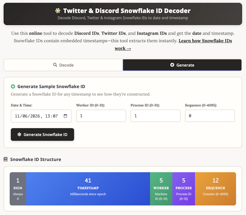 Snowflake ID Decoder screenshot 3