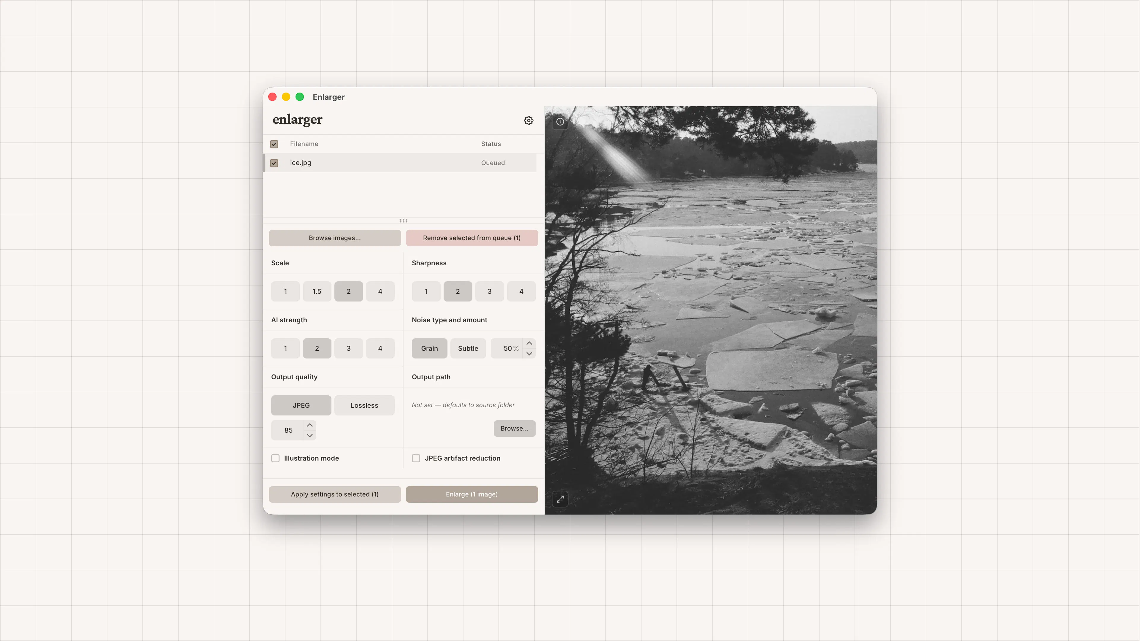 startuptile Enlarger-Image upscaling w/o the AI look. Offline one-time purchase.