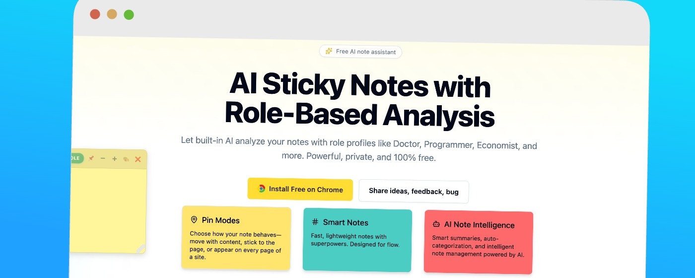 Média AI Remarques collantes - Notes intelligentes avec analyse basée sur les rôles |Extension chromée gratuite 1