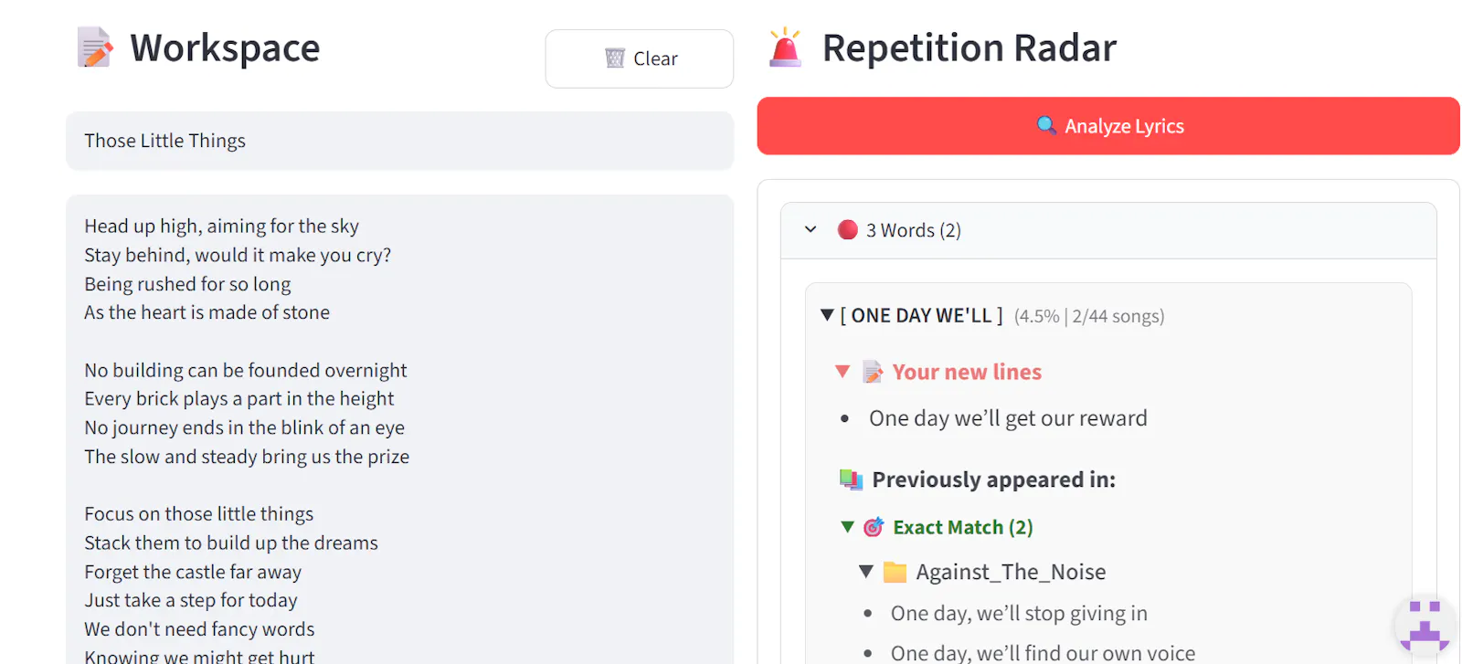 Vibe Lyrics Analyzer screenshot 4