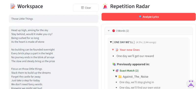 Vibe Lyrics Analyzer screenshot 4