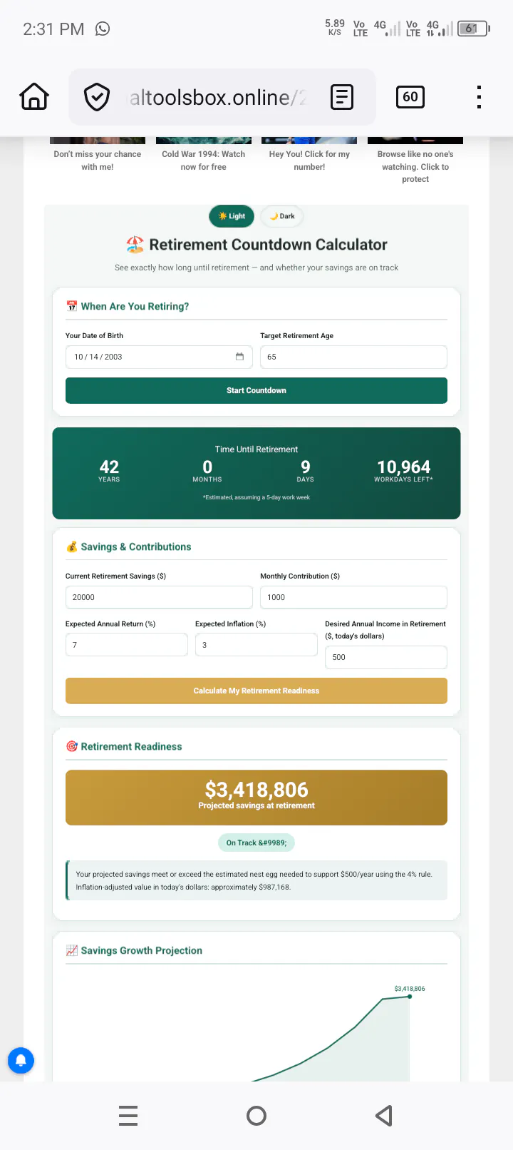 Retirement Countdown Calculator gallery image