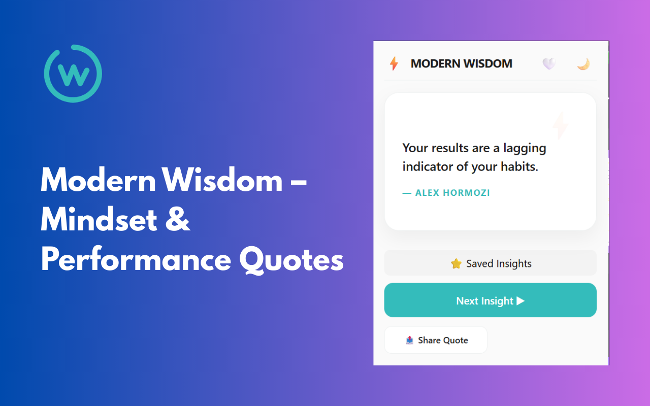 Modern Wisdom –  Daily Performance Coach - Main product screenshot demonstrating key features and user interface
