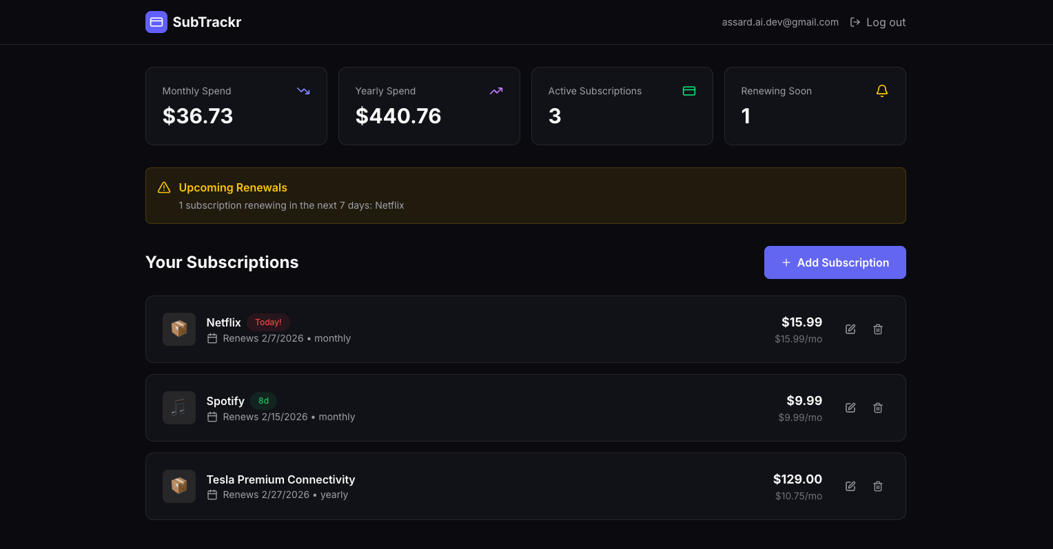 SubTrackr - Screenshot 2 showing product features and functionality