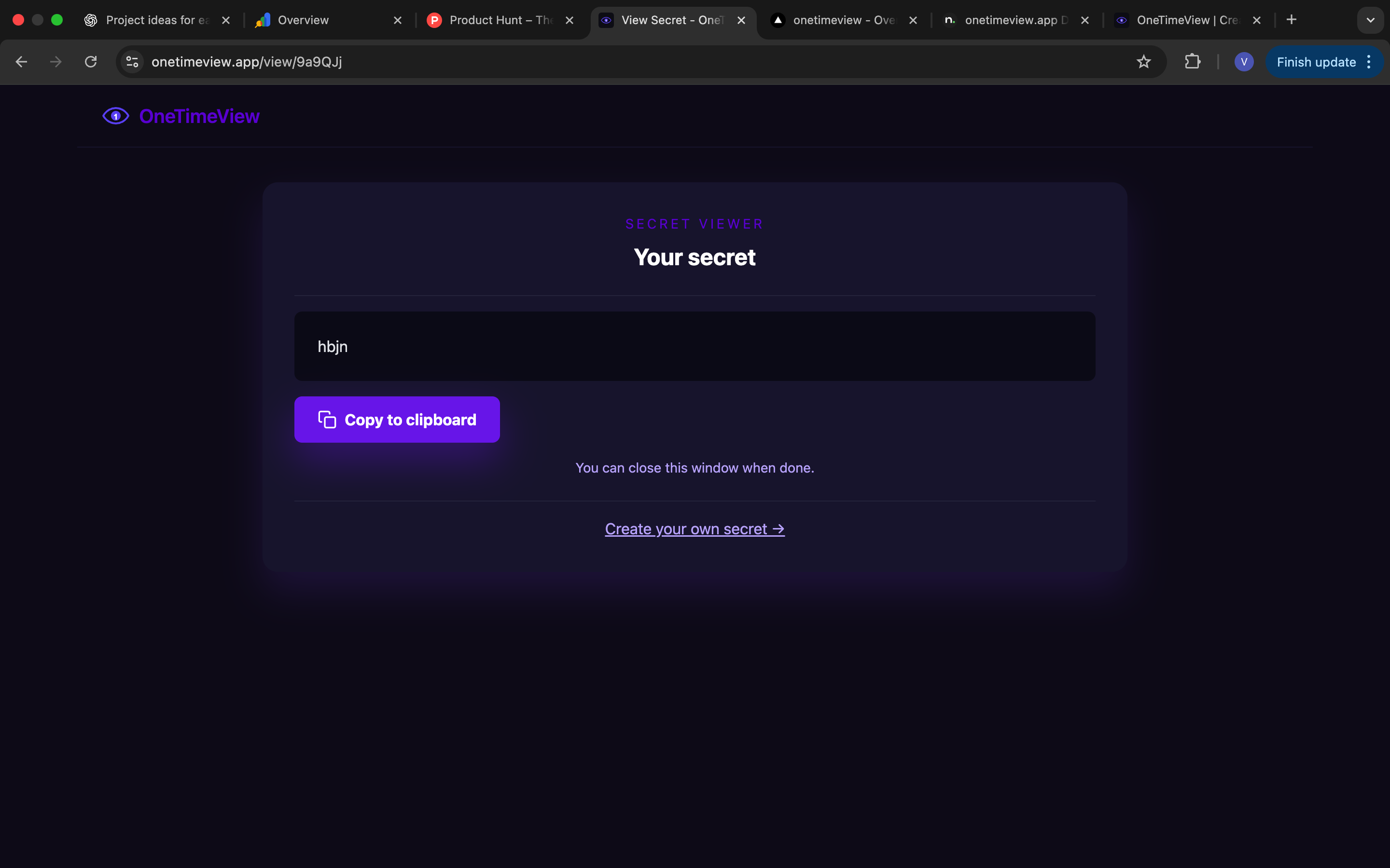 OneTimeView - Screenshot 5 showing product features and functionality