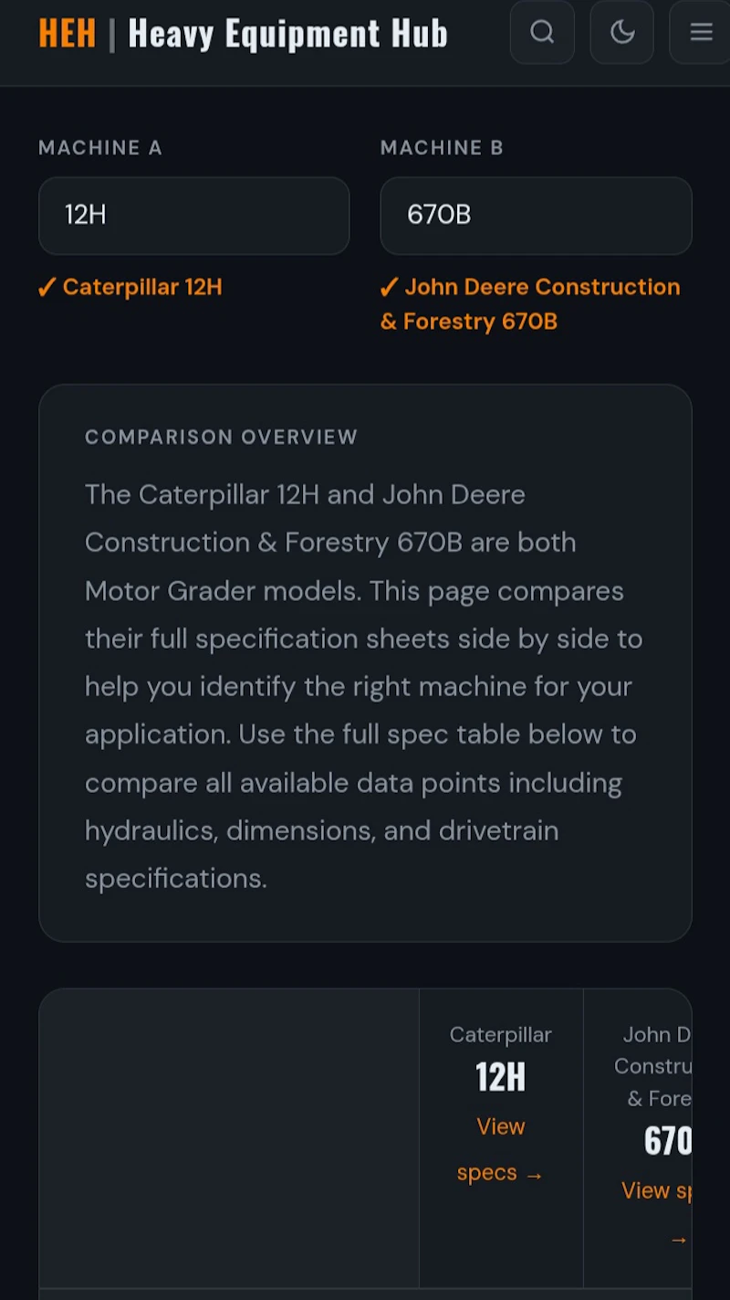 Heavy equipment hub screenshot 3