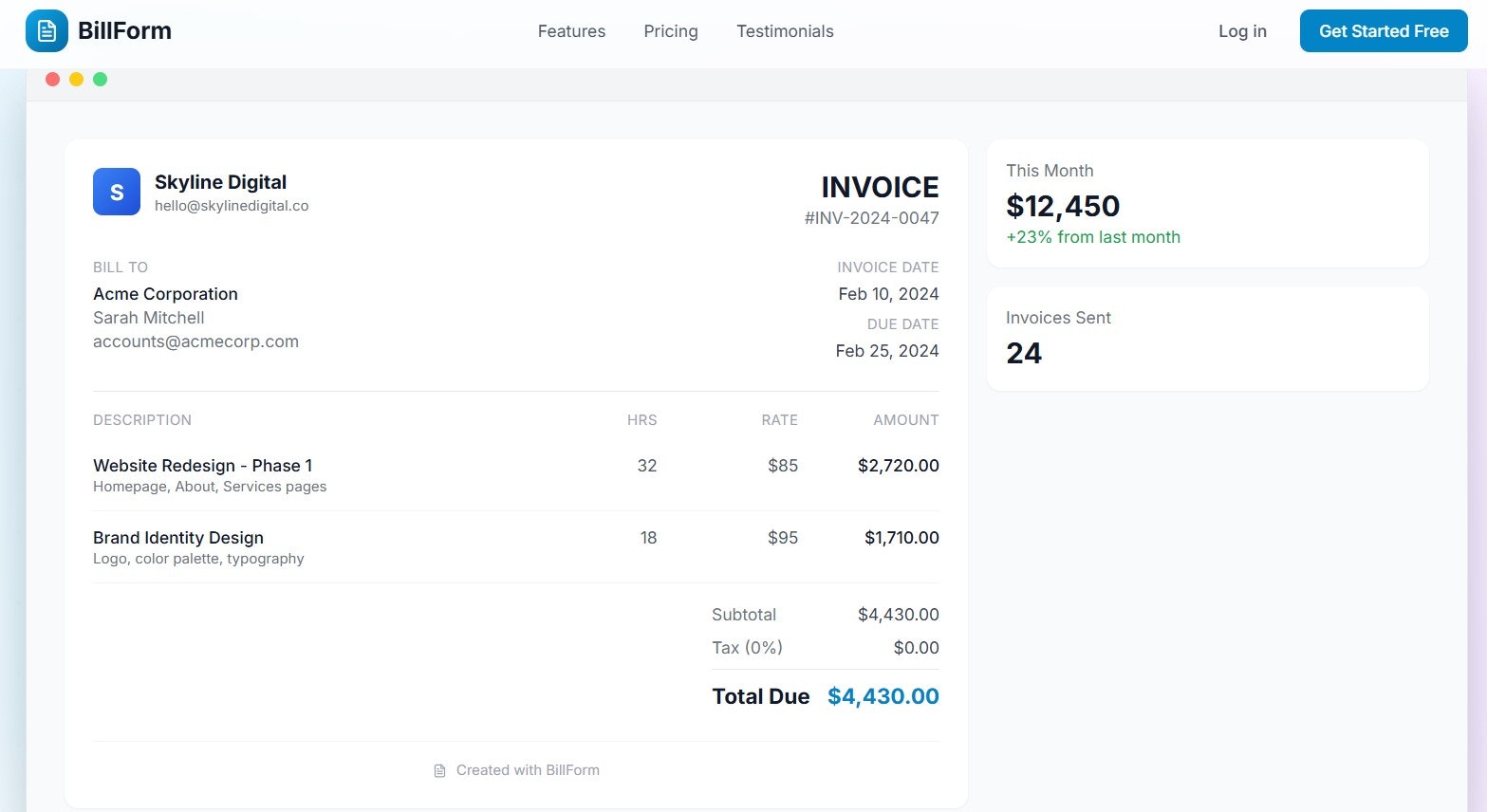 BillForm gallery image
