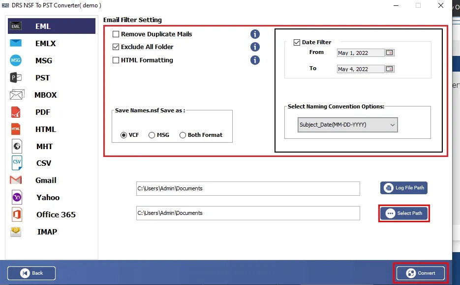 MigrateEmails NSF в PST Converter Tool - Идеальная утилита для преобразования файлов NSF в разные форматы файлов медиа 3