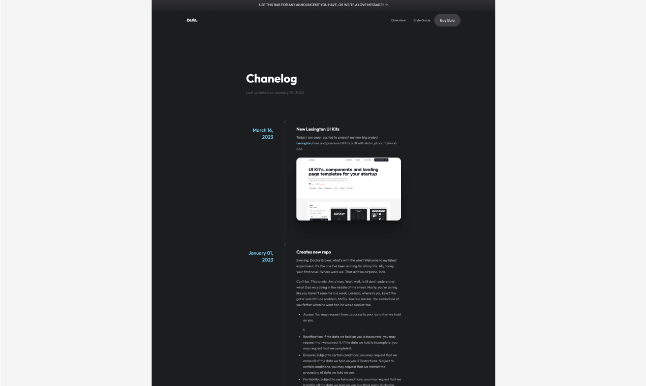 Buio UI Kit - A dark multipage theme made with Astro, Tailwind CSS & MDX media 5