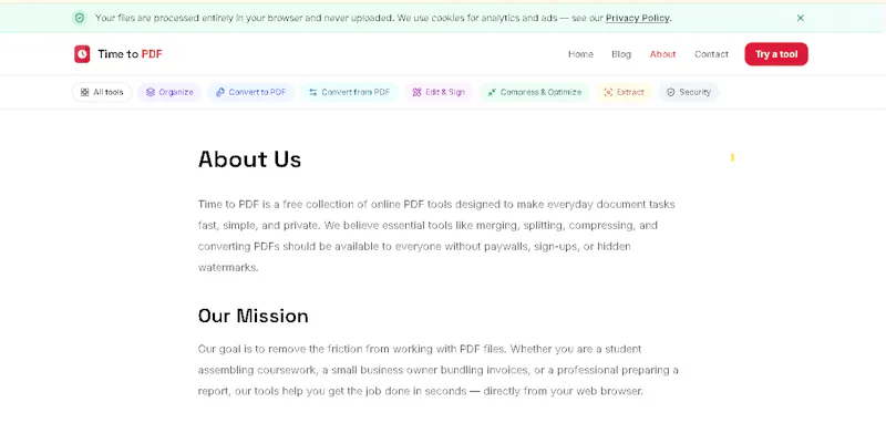 Time to PDF — Free Online PDF Tools screenshot 1