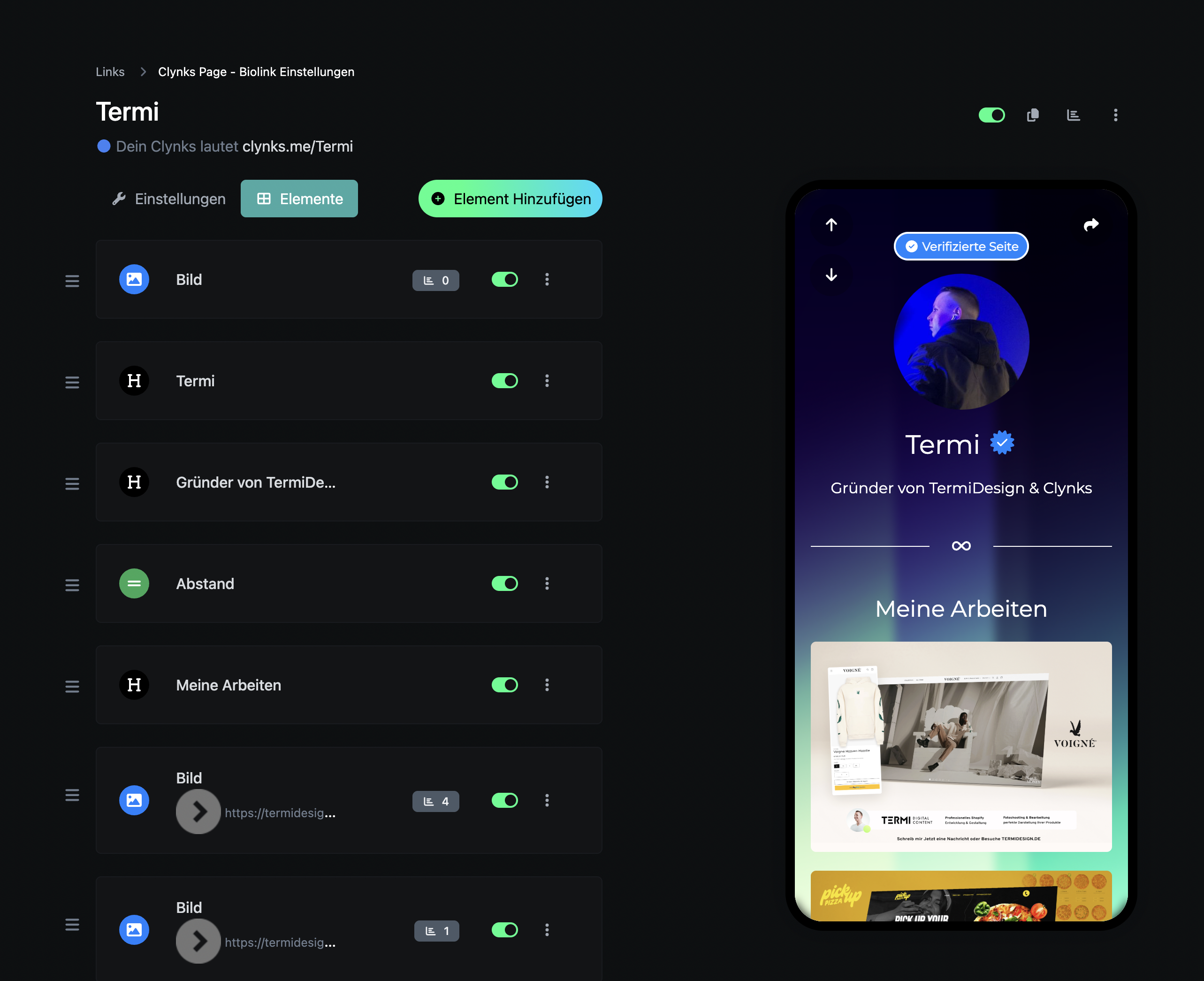 Clynks.me - Screenshot 2 showing product features and functionality