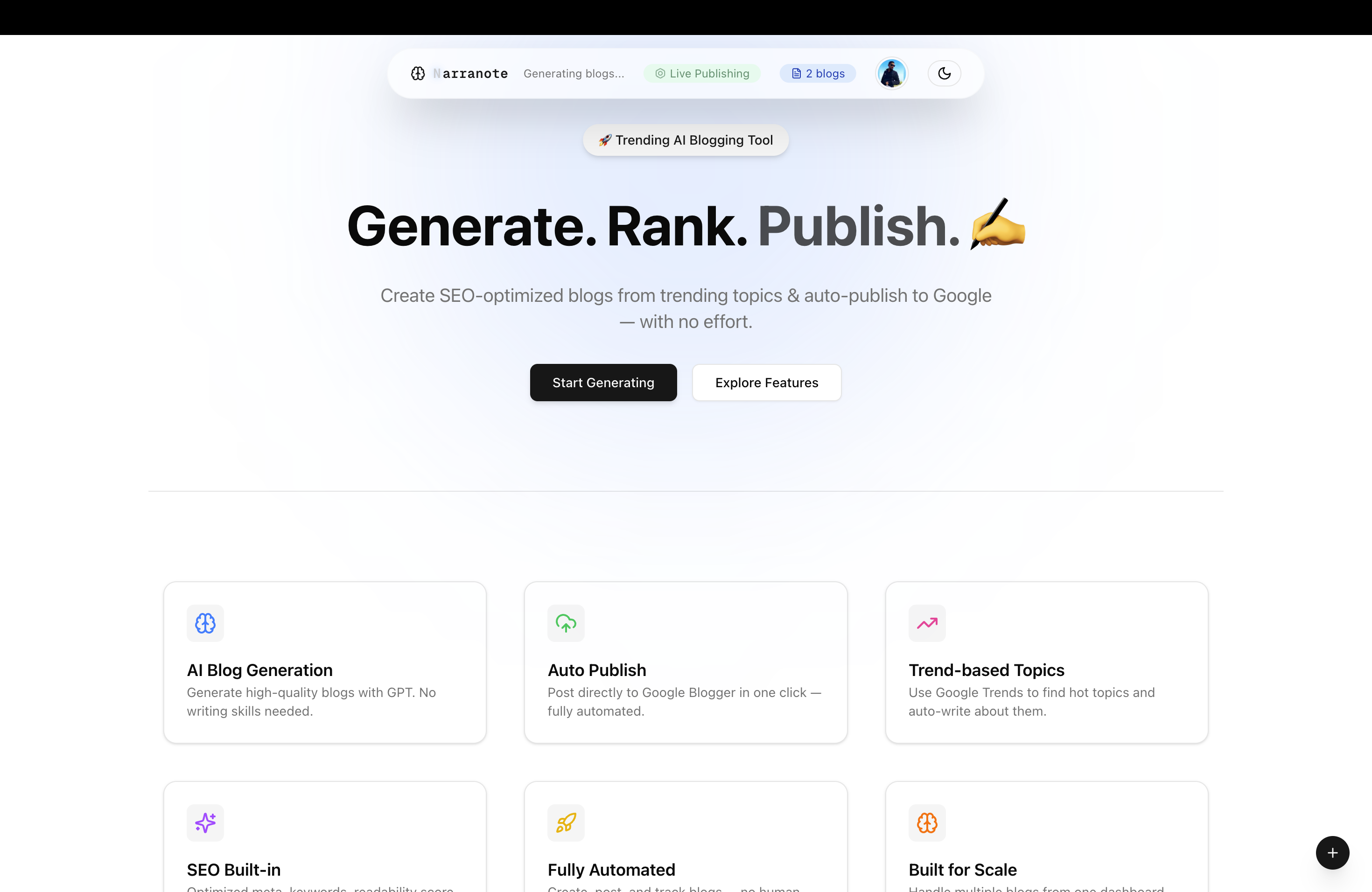 Narranote AI Blog Creator - Auto blog met SEO, Trends & Google Publishing media 6