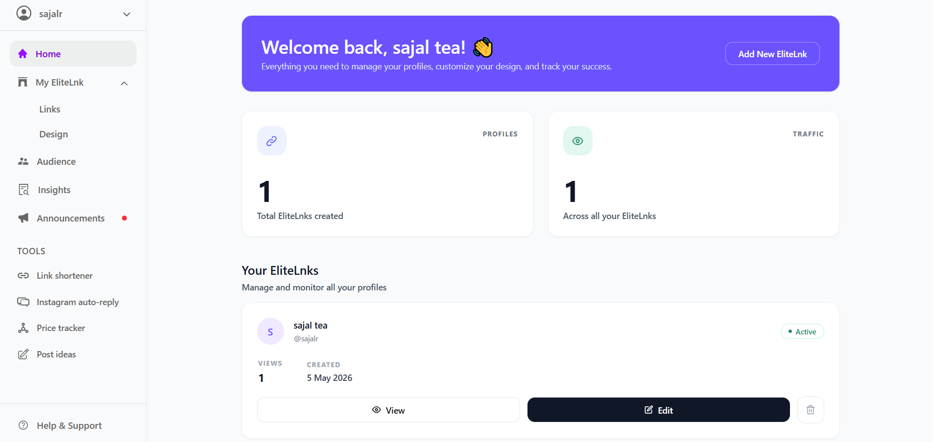 EliteLnk — Free Link in Bio Tool