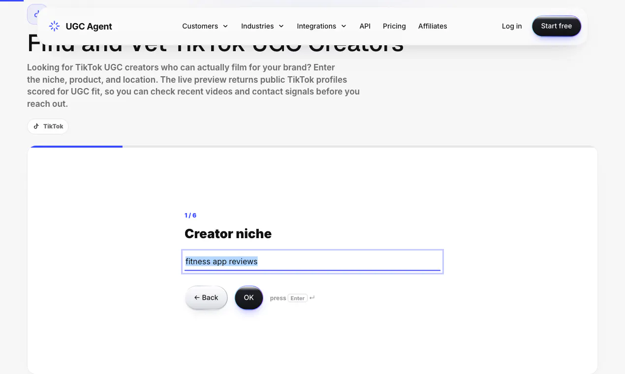 TikTok UGC Creator Finder 截图 2
