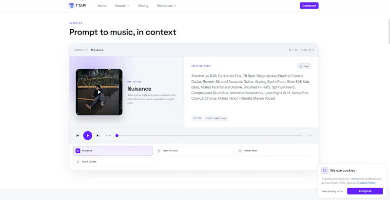 Suno API TTAPI screenshot 2