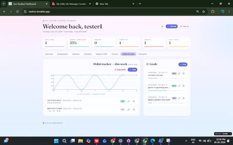 Live Student Dashboard screenshot 3