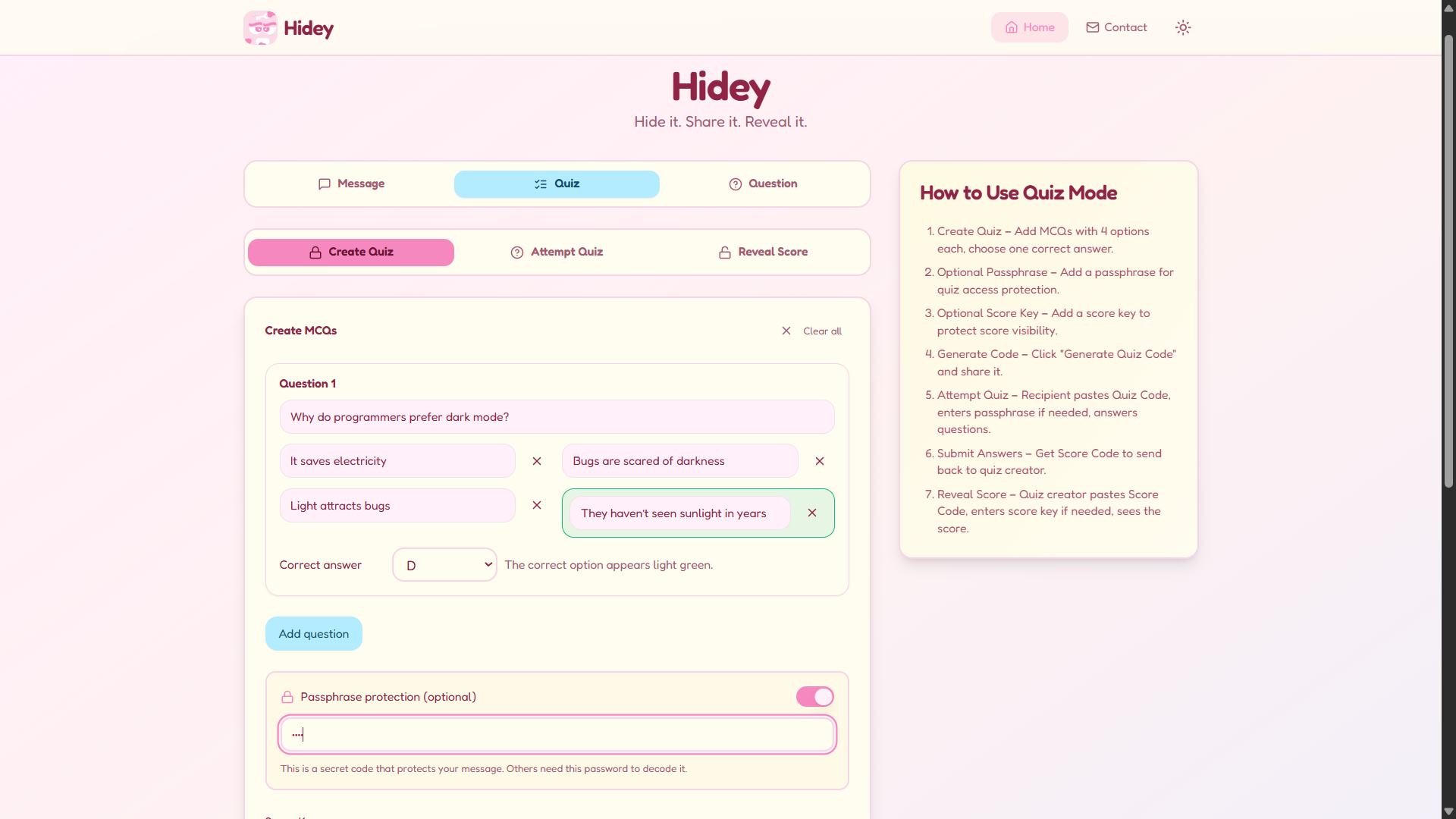 Hidey — Free Secret Message Generator gallery image