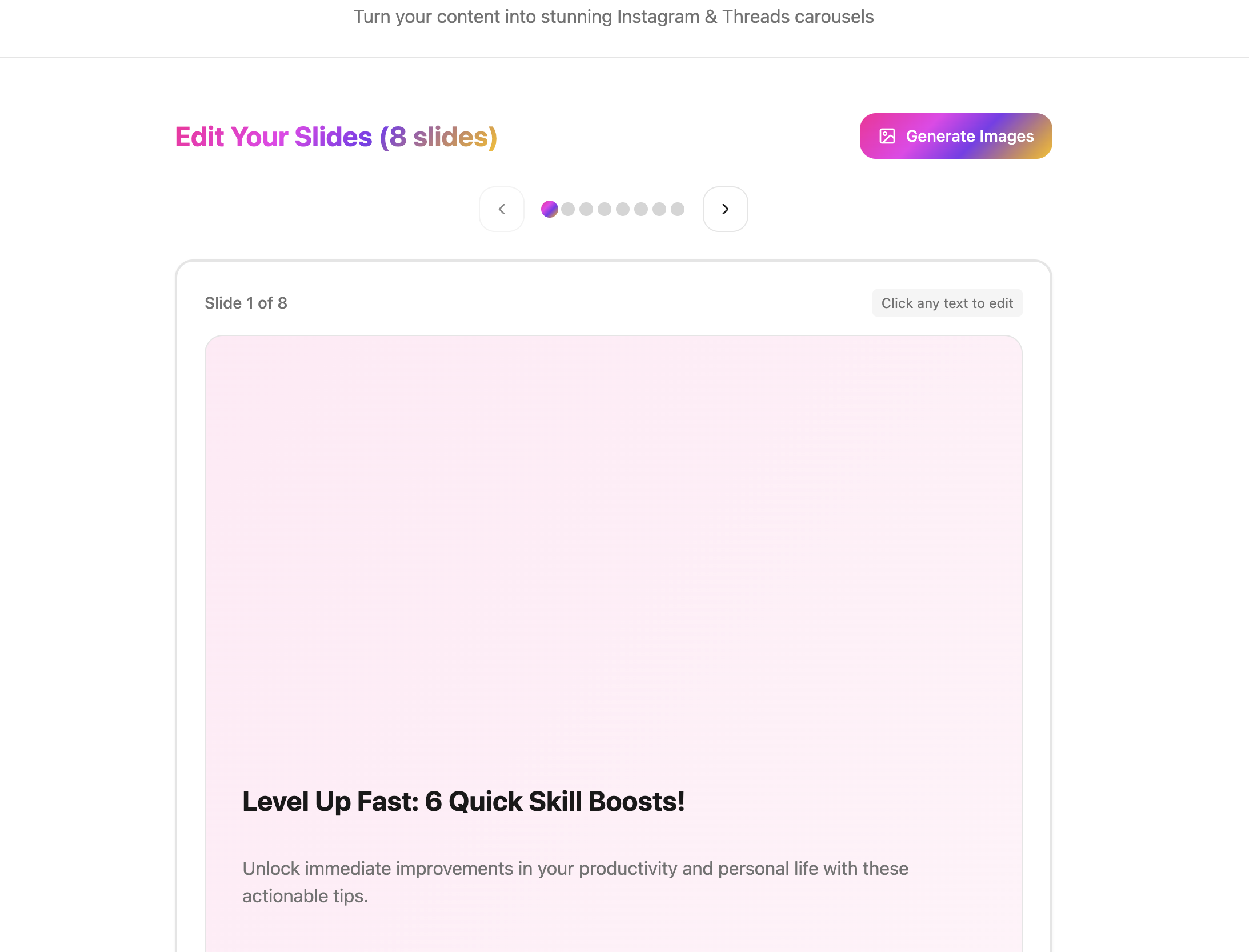 Threadify: Text-to-Post Carousel Maker - Screenshot 2 showing product features and functionality