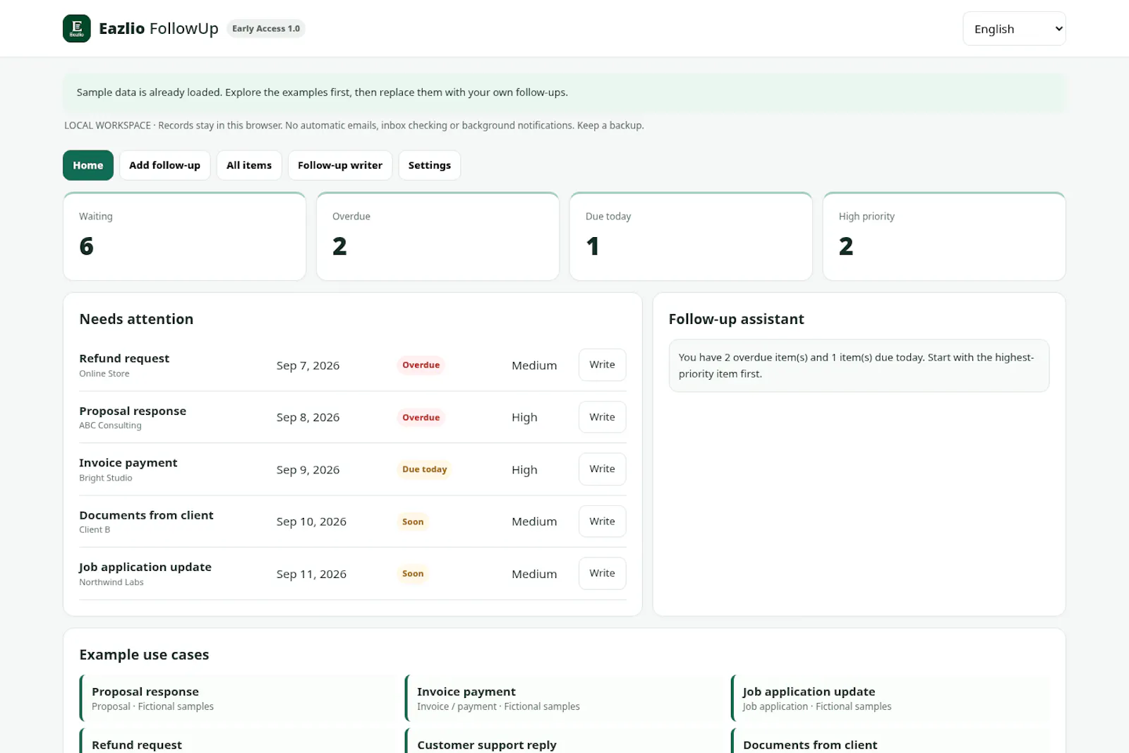 Eazlio FollowUp screenshot 1