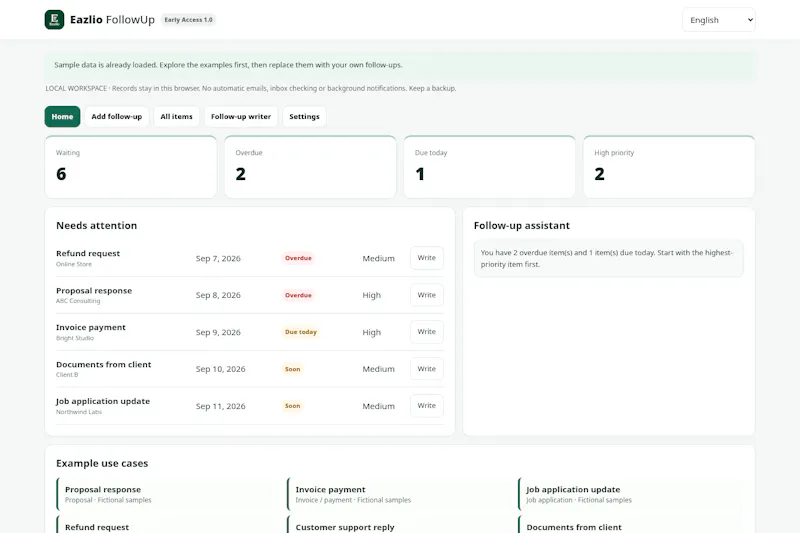 Eazlio FollowUp screenshot 1