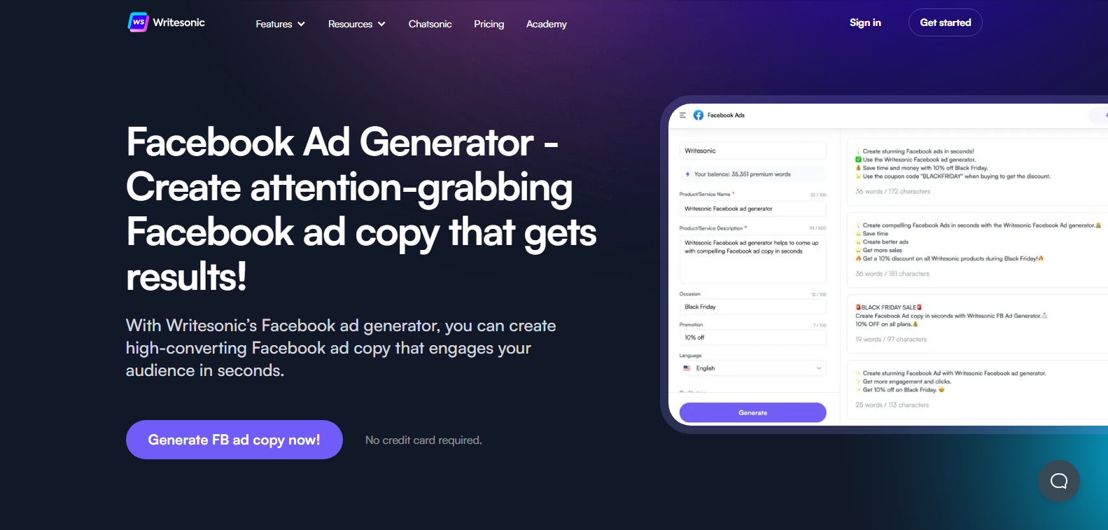 writesonic Facebook Ads gallery image