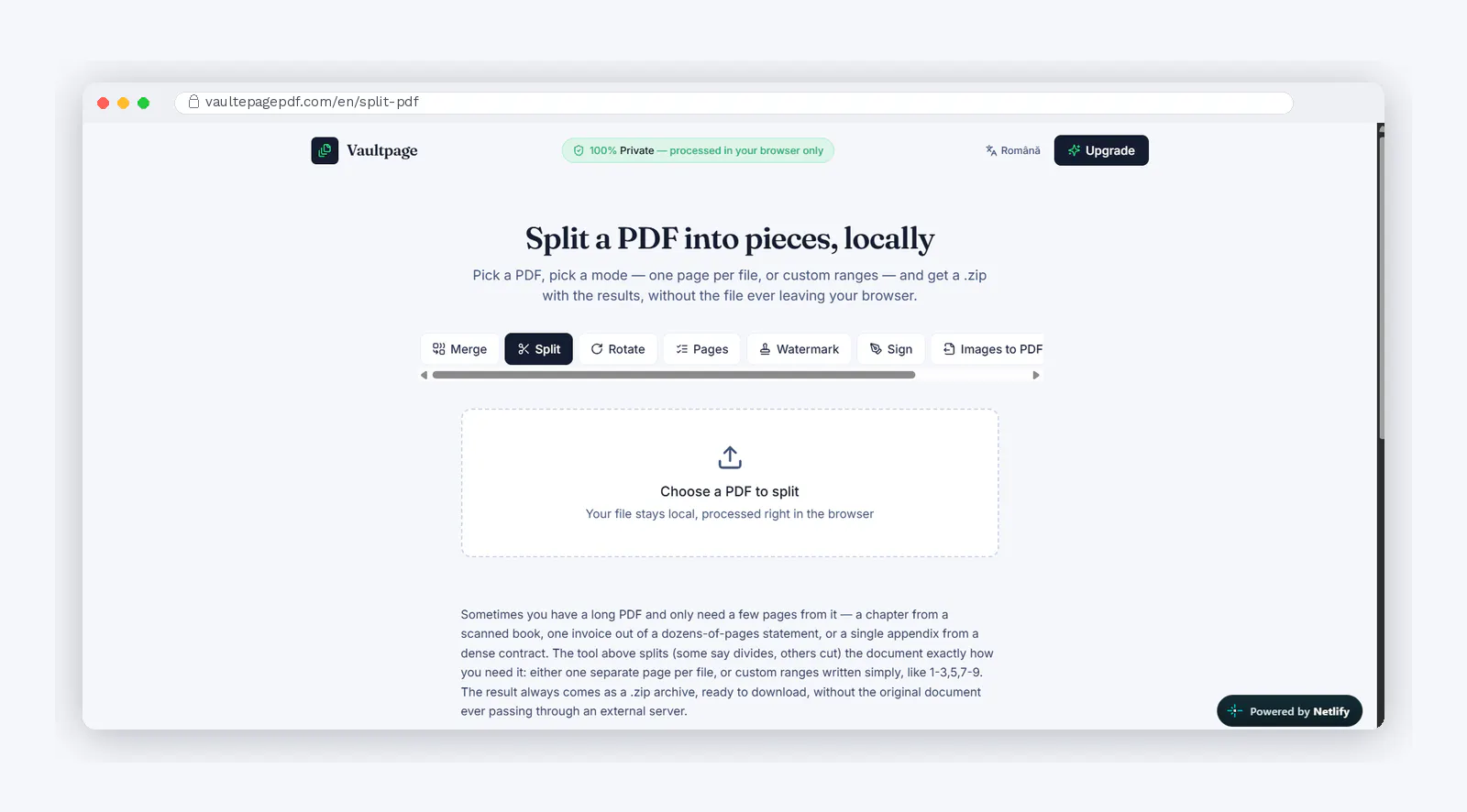 Vaultpage — 8 PDF tools. 100% Private screenshot